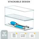 Hudgan 8 Pack Clear Plastic Drawer Organizer Bins Set, Stackable Cutlery Storage Bins Trays for Organizing Kitchen, Bathroom, Office, Crafts, Gadgets, Cabinet Supplies