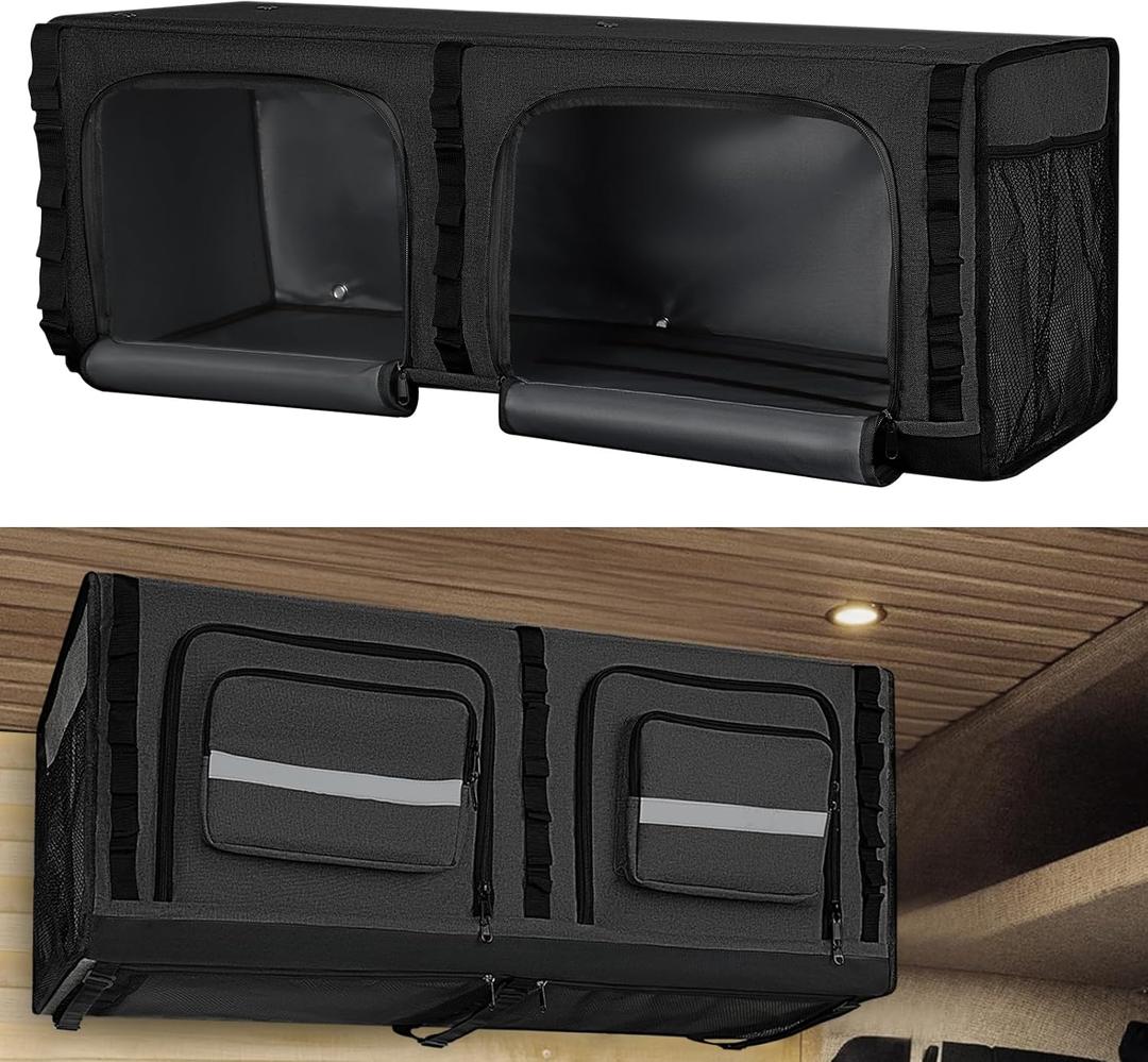 36" RV Overhead Soft-Sided Storage Cabinet, RV Organizer Storage Cabinet Compatible with Mercedes-Benz Sprinter, Ford Transit & RAM Promaster Vans, Black