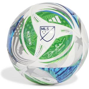 Adidas Mini Soccer Ball (4, White/Green/Glory Blue/Solar Blue/MLS 2026)