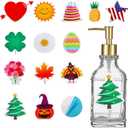 Teenyyou Seasonal Valentine Day Soap Dispenser with 14 Interchangeable Seasonal Festival Magnets Glass Lotion St Patricks Easter Holiday Soap Dispenser for Farmhouse Kitchen Bathroom Accessories