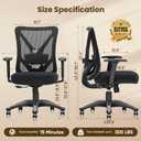 Ergonomic Office Chair, Mesh Computer Desk Chairs with BIFMA X5.1 Certified, Adjustable Lumbar Support, 3D Arm, Tilt Back, Wide Seat, Comfy Swivel Work Task Chair for Company and Home (Onyx Black), Universal Size