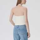 SUUKSESS Women Halter Backless Tank Tops with Built in Bra Double Lined V Neck Y2k Going Out Tops (White, L)
