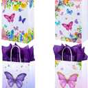 ASOEMERZ 24 Pack Butterfly Gift Bags with Tissue Paper Bags with Handles, 8.7'' Small Gift Bag Party Bags for Kids Birthday, Mothers Day, Bridal Showers, Baby Showers (Butterfly Flowers)