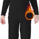 Zando Kids Thermal Underwear Sets Girls Soft Base Layer Fleece Long Underwear Toddler Thermal Set Boys Underwear Long Johns Ultra Cold Weather Gear Toddler Underwear Black X-Large (110) / 4T-5T