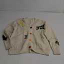 Women's Cable Knit Long Sleeve Open Front Cardigan Sheep V-Neck Button Down Embroidery Wool Blend Sweater Coat Outwear (Medium, Beige)