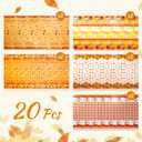 Remerry 20 Pcs Fall Leaf Tablecloths Plastic Table Cover Thanksgiving Table Cover Rectangular 54 x 108 Inch Turkey Pumpkin Leaf Tablecloths Autumn for Harvest Festival Party