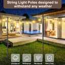 MuliVid 6 Pack 9FT String Light Poles for Outdoor,Metal Lights Hanging Pole Outside with Fork,Light Stand for Patio, Pergola, Garden, Backyard, Yard, Camping Party