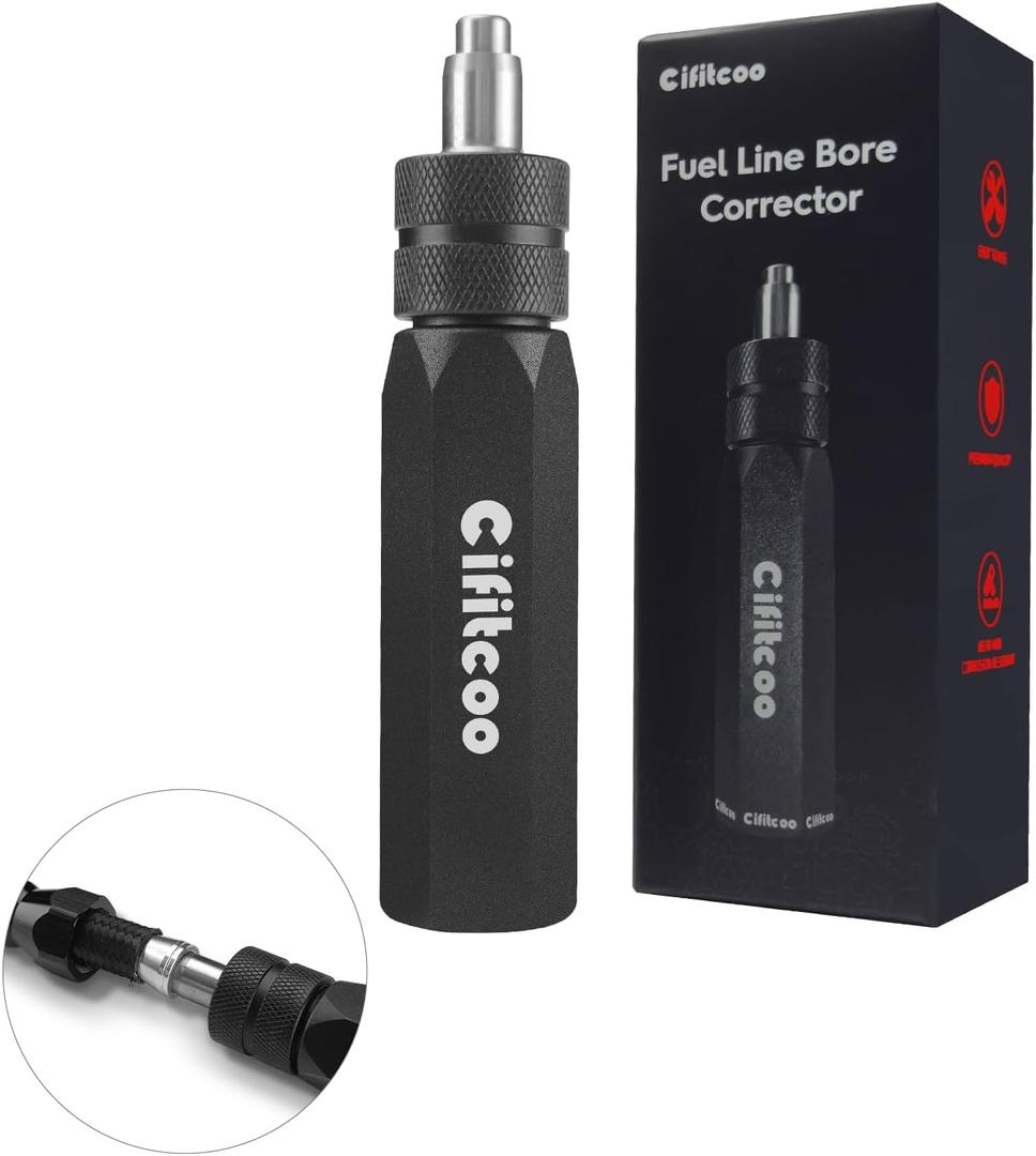 CIFITCOO Dual-Size PTFE Hose Assembly Tool, PTFE Hose Reaming & Separate Tool, Fuel Line Bore Corrector for 6AN & 8AN Fuel Lines, Black Anodized Aluminum, Oil resistant & Durable Design