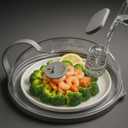 Microwave Splatter Cover with Water Steamer for Food - 10 Inch Steam Microwave Splatter Guard with Handle Plate Covers for Heating Food Splash Oven Lid with Built in Steamer (Grey)