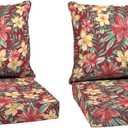 Arden Deep Seat Outdoor Chair Cushion Set (2-Pack), 24 in x 24 in, Weather-Proof, Rain-Proof, Fade Resistant Patio Cushion Set for Chair, Sofa, and Couch Ruby Clarissa
