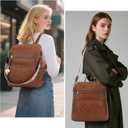 TANTOMI Backpack Purse for Women Large Leather Convertible Backpack Ladies Shoulder Bag Fashion Backpack Handbags for Travel and Work (Brown)