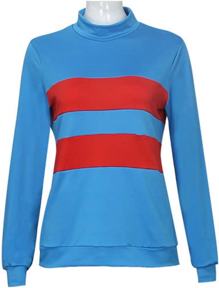 Game Undertale Frisk Chara Cosplay Costume Halloween Carnival Costume Outfit Full Set for Girls Women (X-Large, Blue Top)