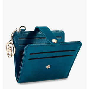 Small Wallets Woman RFID Blocking Leather Credit Card Holder - with ID Window - Card Wallets for Women - with Zipper Coin Purse - Keychain Wallet