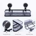 Suction Cup Shower Caddy 2 Pack, No Drilling Bathroom Shelf, Wall Mounted Shower Organizer with Drainage Bottom, Shampoo Soap Razor Holder Storage Rack