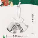 Christmas Sliver Metal Jingle Bells with White Bow and Marry Christmas Pendant Vintage Xmas Tree Hanging Ornament for Holiday Home Winter Decoration