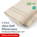 2 x Standard Pillow Cases Set of 2 - Ultra-Soft Hotel Quality Pillowcase Covers - Comfy & Wrinkle Free - Stain and Fade Resistant - Machine Washable Pillow Protectors - 2 Piece Set - Standard Size Wheat