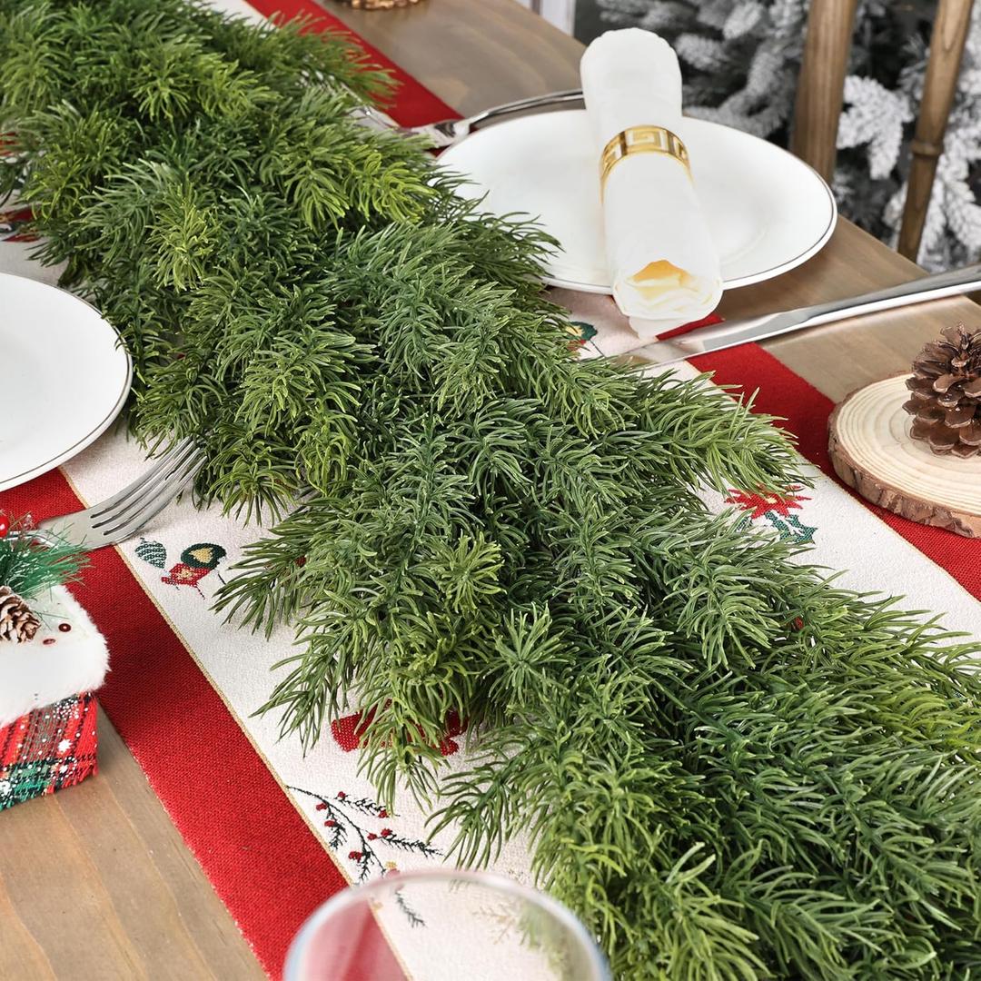 Artgar 6 Ft Realistic Christmas Cedar Garland, Thick Faux Green Garland, Real Touch Artificial Greenery Pine Garlands for Home Table Mantle Stairs Railing Window Outdoor Holiday Xmas Decor
