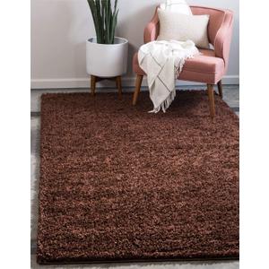 Unique Loom Solid Shag Collection Area Rug (7' 10" x 10' Rectangle, Chocolate Brown)