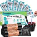 Portable Toilet Bags Poo Gel Set, 8 Gallon Camping Toilet Bags with Portable Toilet Absorbent Gel, Compostable Portable Potty Bags for Camping Outdoor Hiking (120 Count: 60 Bags & 60 Gel Packs)