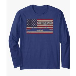 USS Frank Cable AS-40 Submarine Tender Ship American Flag Long Sleeve T-Shirt Size Large