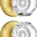 CLCTK 2 Pack Gold Dummy Door Knobs Interior, Non Turning Crystal Glass Dummy Door Knobs for Hall Closet Bifold, Satin Brass Finish