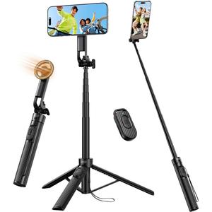 Magnetic Phone Tripod,51" Adjustable and Foldable Selfie Stick Tripod for iPhone with Remote,Strong Magnet Selfie Stick Stand for Traveling, Recording,Taking Selfies and Live Streaming