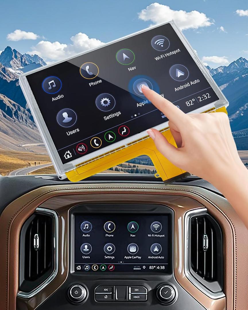 8" Touch Screen with LCD Digitizer Navigation Radio Replacement for Chevy GMC 2014-2018 Silverado Sierra, 2015-2019 Tahoe Yukon Suburban Colorado Canyon, 2017-2019 Acadia Terrain Replace # DJ080PA-01A (Silvery)