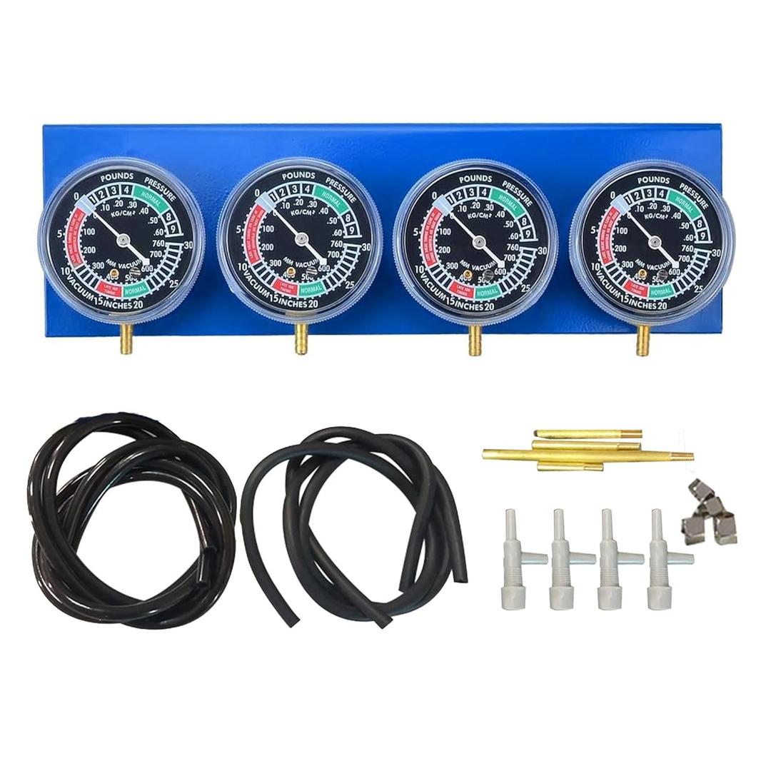 Motorcycle Carburetor Synchronizer, Fuel Vacuum Carb Sync Tool, Carburetor Synchronizer Tool Kit, Carburetor Synchronizer Balancer with 4 Gauge for 2 or 4 Cylinder