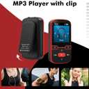 64GB MP3 Player Bluetooth 5.3 with Clip, HiFi Sport Music Player, 1.5 Inch Screen MP3 Player for Kids with Physical Buttons, FM Radio/Pedometer/Voice Recorder, Weighs Only 28g, TF Card Up to 128G(Red)
