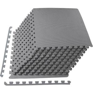 BalanceFrom 24x24 Inch EVA Interlocking Foam Exercise Tile Mat  Non-Slip Puzzle Flooring for Home Gym, Fitness Studio, or Playroom with Multiple Thickness, Coverage Sizes and Color Options (Grey)