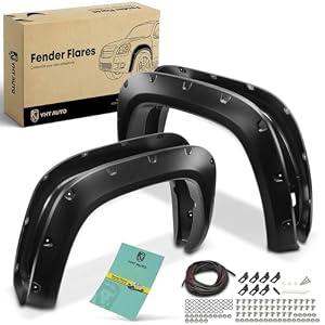 YHTAUTO Front & Rear Fender Flares w/ Hardware Kit Compatible with 2022-2024 Toyota Tundra, Pocket Bolt-Riveted Style Shiny Black Wheel Flare Cover Protector