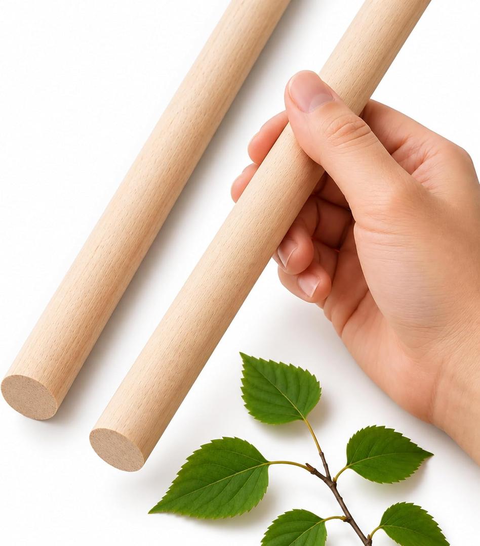 2PCS Birch Dowel Rods 1” x 48” Long – Natural Unfinished Craft Wood Sticks for Crafting and Decor Round Wooden Dowels for Crafts DIY and Macramé Projects Smooth Surface