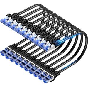 Cat6A Ethernet Cable Shielded 10Gbps 3 ft (10 Pack), Slim Shielded (F/UTP) Ethernet Cable Cat 6, Flexible 28AWG Bare Copper Cat6 Cable, Space-saving Cat 6a Network Cable for Server, Data Center, Black