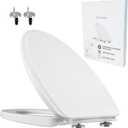 YNR Toilet Seat with Slow Close Hinges, Standard Elongated Toilet Seat with Non-slip Seat Bumpers, Easy to Install & Clean, Heavy Duty PP Material, Fits All Toilet Brands (Y7)