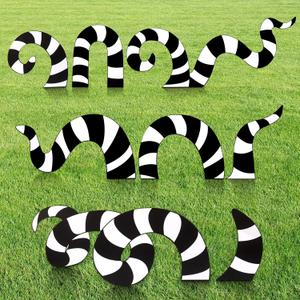 DIYDEC 8pcs Halloween Sandworm Yard Decorations Halloween Stakes Outdoor Decorations Black and White Sandworm Yard Signs Scary Spooky Outdoor Decor for Lawn Patio Garden Pathway Home