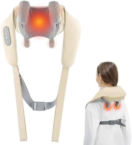 Electric Neck Massager for Deep Tissue Pain Relief,Adjustable Pressure,Heatable,Washable Cover,for People with Keeping Head Down for a Long Time,Gifts for Men Women