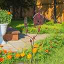 VEWOGARDEN Metal Bird Houses for Outside with Pole, Outdoor Bird House Feeder for Patio Yard Garden Decorations, Copper