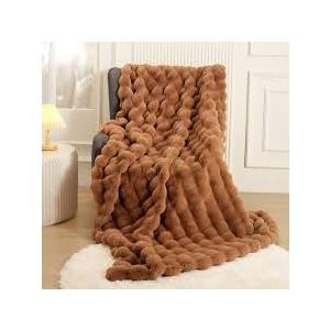 Heated Blanket Electric Throw- 50"x60" Soft Thick Bubble Electric Blanket for Sofa with 5 Heat Levels & 4 Hours Auto-Off Overheat Protection