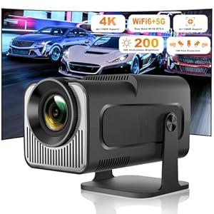 Upgraded HY260 PRO MINI Portable Projector, Native 1080P Support for 4K Resolution with Bluetooth 5.4 WIFI6 300 ANSI Android 11,180 Rotatable, Auto Keystone Correction,35"-130" Screen Video Projector