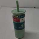 REDUCE Aspen 20 oz Vacuum Insulated Glass Tumbler with Lid & Extra Wide Straw - Keeps Drinks Cold for 12 Hrs - Ideal for Iced Coffee, Smoothies & Boba - Dishwasher Safe, Soft Base - Matcha