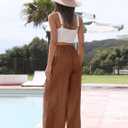 Faleave Women's Cotton Linen Summer Palazzo Pants Flowy Wide Leg Beach Trousers with Pockets (Brown, L)