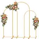Metal Wedding Arch Backdrop Stand,3-Piece Gold Arch Backdrop Stand for Wedding Ceremony Bridal Party Birthday Party Balloon Arch Decoration(Gold)