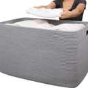 OIAHOMY 118L XXXLarge Cotton Rope Storage Basket, Oversized Blanket Basket, Used for Organizing Dirty Clothes in Living Room, Bedroom, Nursery, Dog Toy Storage Bins, 25" x 17" x 16",Grey