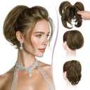 RUWISS Claw Clip Short Human Hair Ponytail Extension with Bendable Metals for DIY Styles, Straight Messy Bun Hair Piece for Women Thick Hairpieces for Daily Wear, 9 Inch Brown Mixed