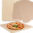10 Inch Small Pizza Stone with Parchment Paper(50 pcs) for Camp Oven 10x11x0.5, Garpernics Rectangular Cordierite Baking & Grilling Stone for Grills and Air Fryers Fit for Coleman Camp Oven