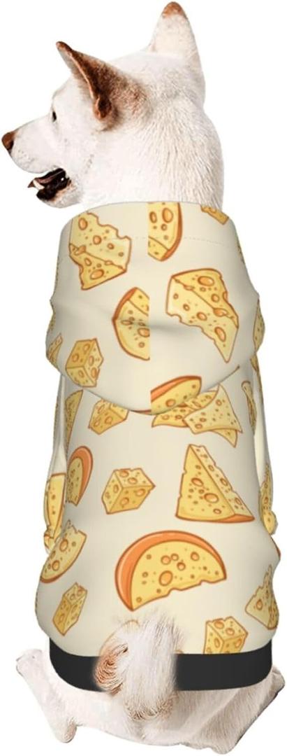 Yellow Cheese Pattern Dog Hoodies Pet Costume Clothes Winter Hoodies Sweaters for Small Dogs Medium (Black)
