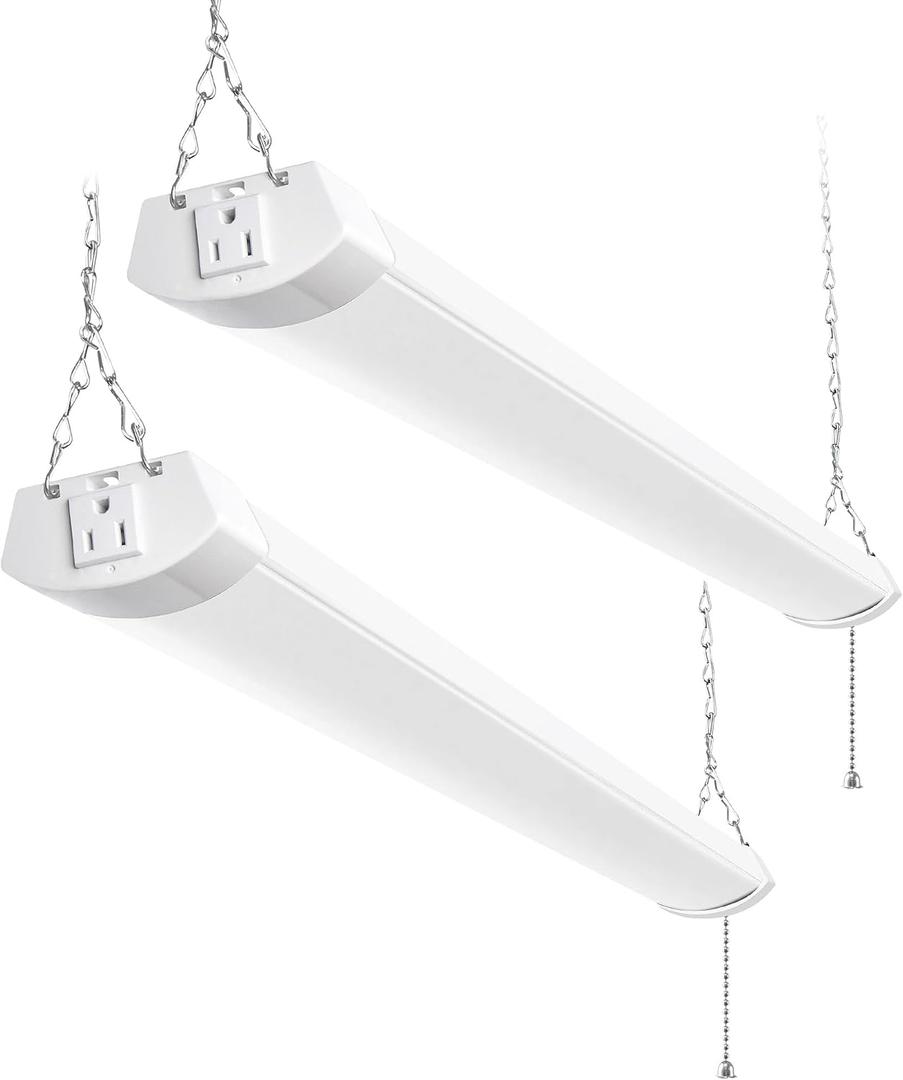 hykolity 4FT 70W LED Shop Light Linkable, 8000lm(300w Equivalent), 5000K Utility Shop Lights for Garages, Workshops, Basements, Hanging or FlushMount, with Power Cord and Pull Chain, ETL,White, 2 Pack
