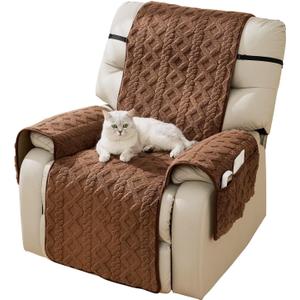 Recliner Cover for Lazy Boy Recliner Chair Covers,23Inches Washable Quilted Recliner Chair Covers with Side Pockets,Coffee Furniture Protector for Pets/Kids