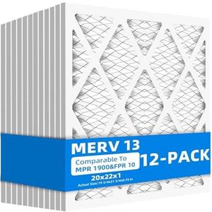 Chenzhit (12 Pack) 20x22x1 Furnace Air Filters, MPR 1900 & FPR 10, MERV 13 Pleated Air Filter (Actual Size: 19 3/4"x21 3/4"x3/4")