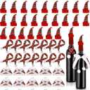 Nuenen 50 Pcs Mini Christmas Wine Bottle Cover Set Tiny Santa Hat Scarf Capelet Flute Topper Decoration Xmas Doll DIY Craft